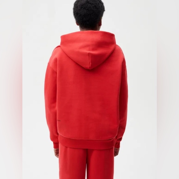 Pangaia Red Organic Cotton Hoodie and Pants Set Size S Oversized Unisex Goji Red - Picture 3 of 17